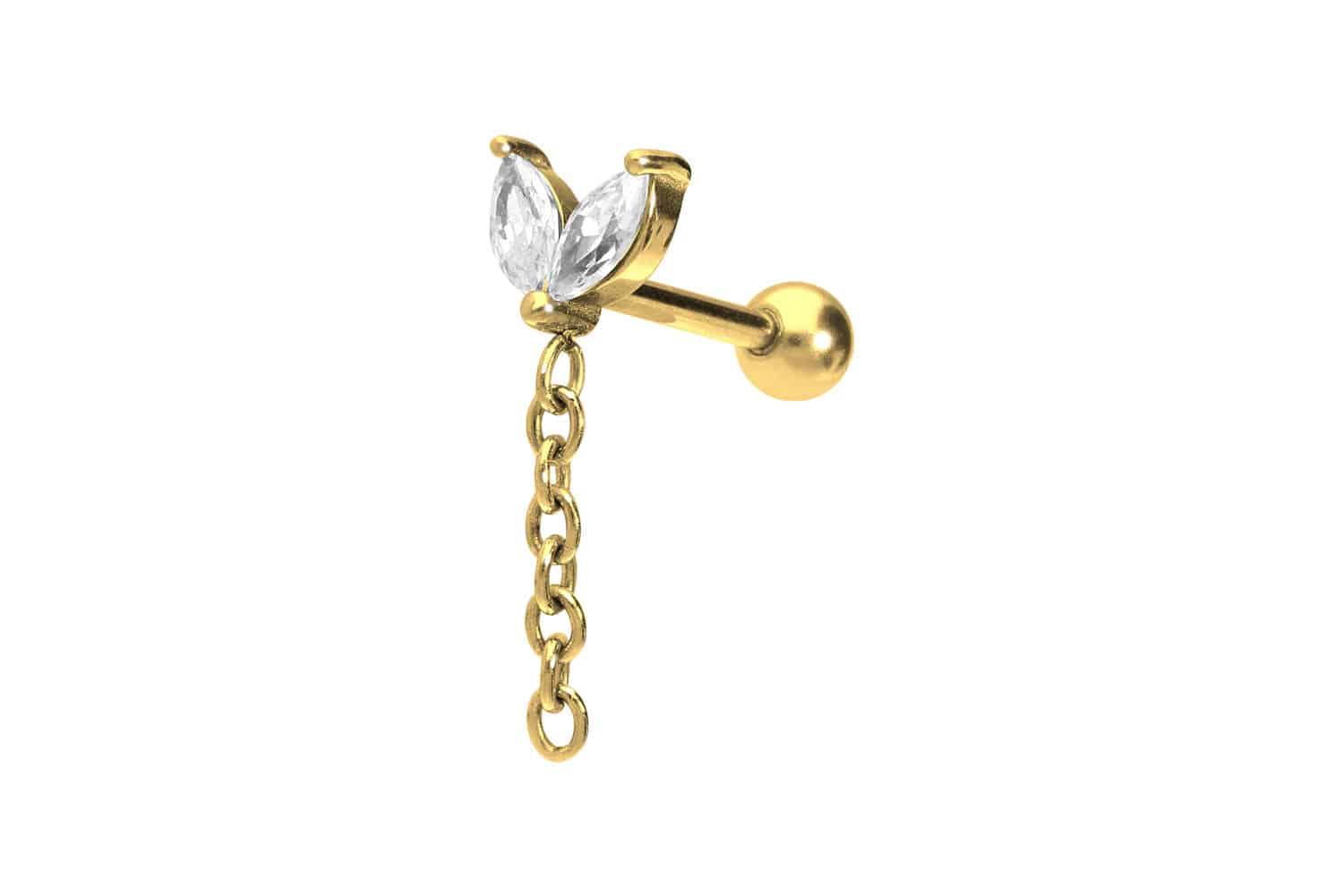 Chirurgenstahl Ohrpiercing KNOSPE + KETTE
